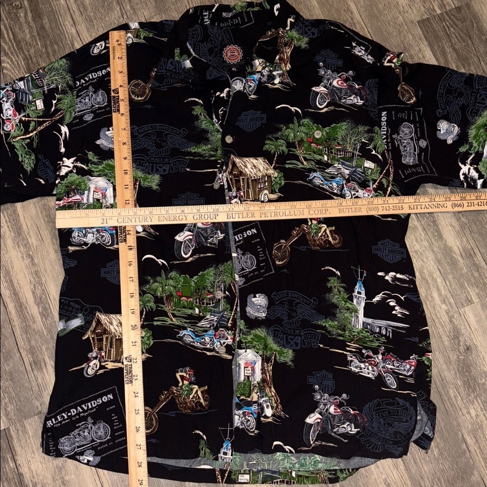 Vintage Harley-Davidson Black Tropical Print Shirt XL Mens - Picture 5 of 6